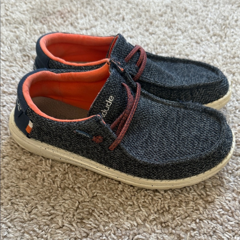 Hey Dude Kids Moccasins - Dark Grayish blue and Orange